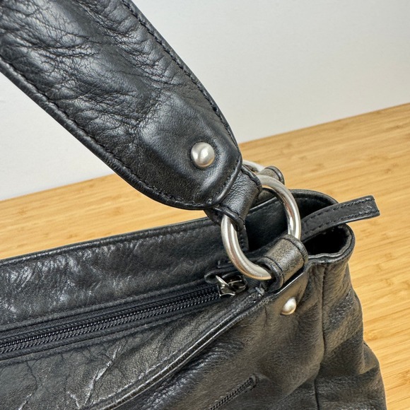 VTG! Osgoode Marley Feel The Difference Black Leather Hobo Shoulder Bag Purse - Picture 14 of 16